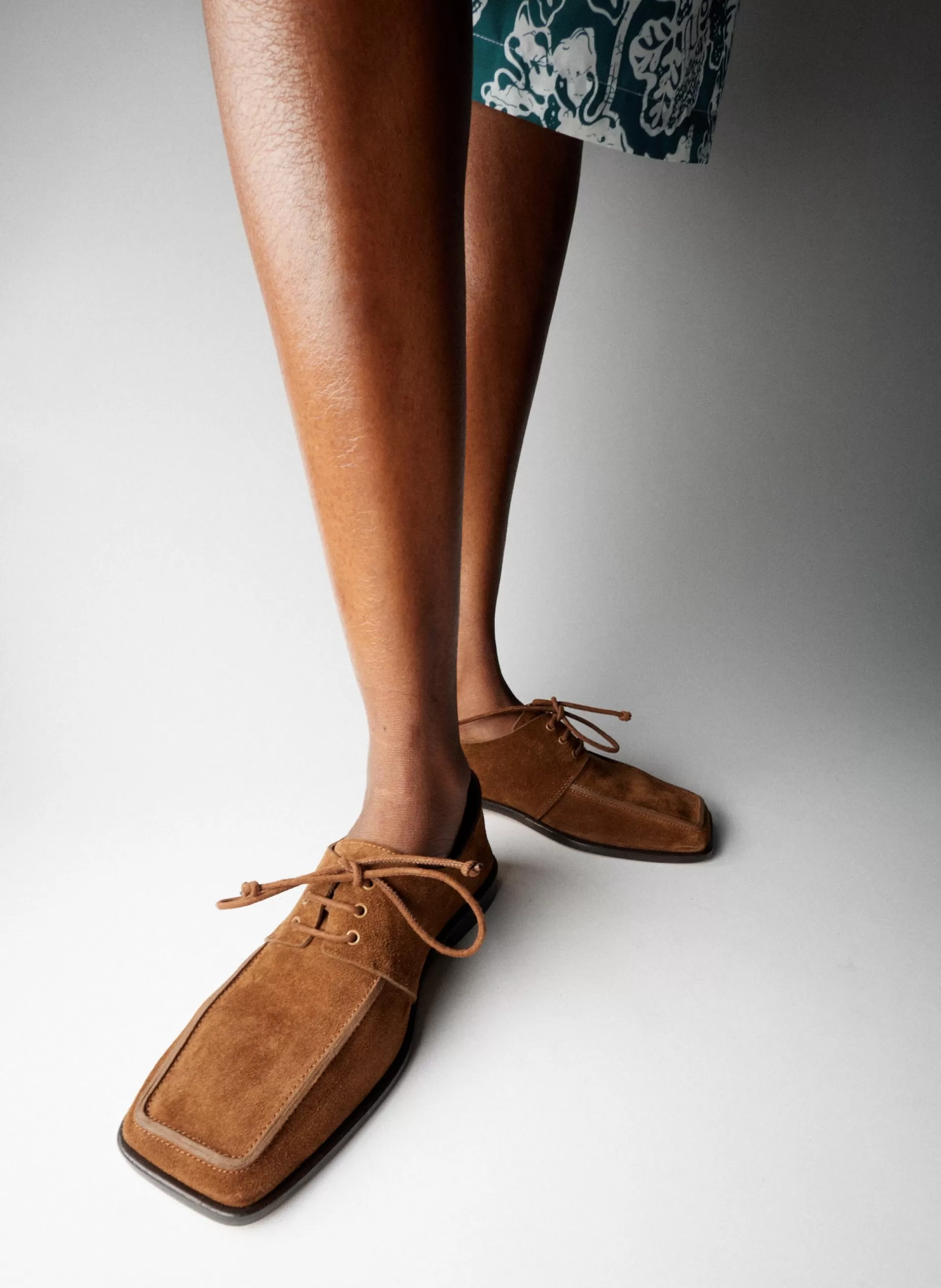 New Tibi Suede Brody Square Toe Loafer Hazelnut Brown