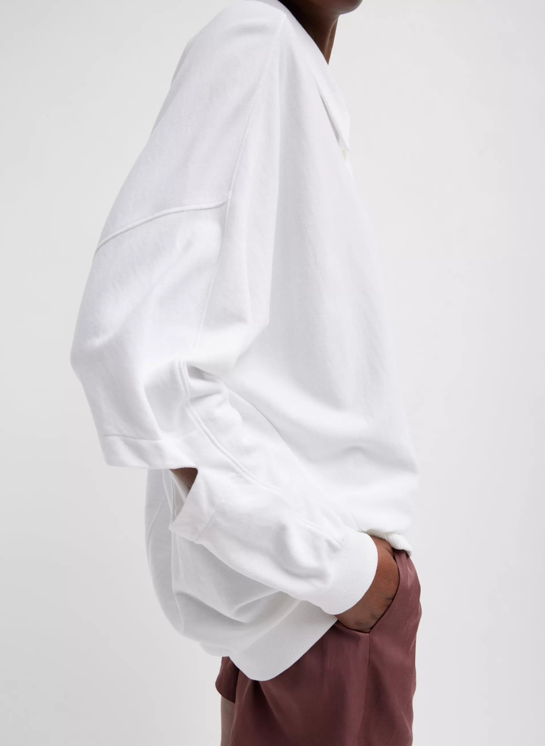 Clearance Tibi Summer Sweatshirting Polo Collar Sweatshirt White