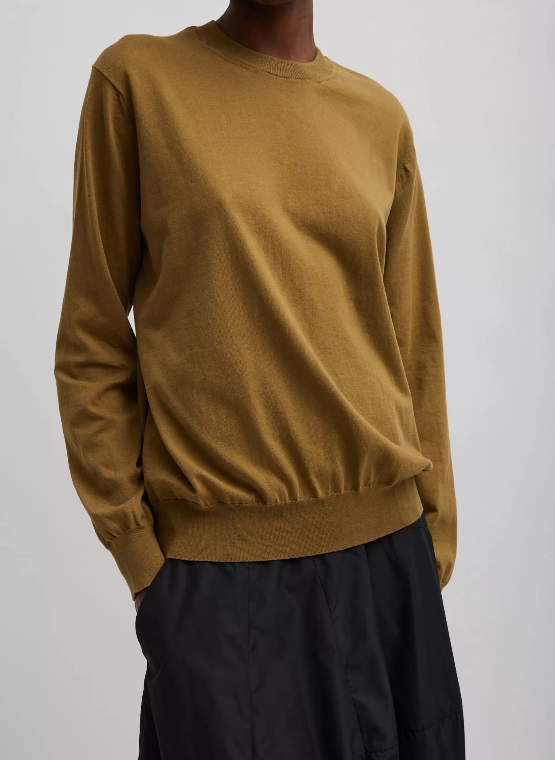 Hot Tibi Super Fine Gauge Perfect Men's Pullover Dark Hazel
