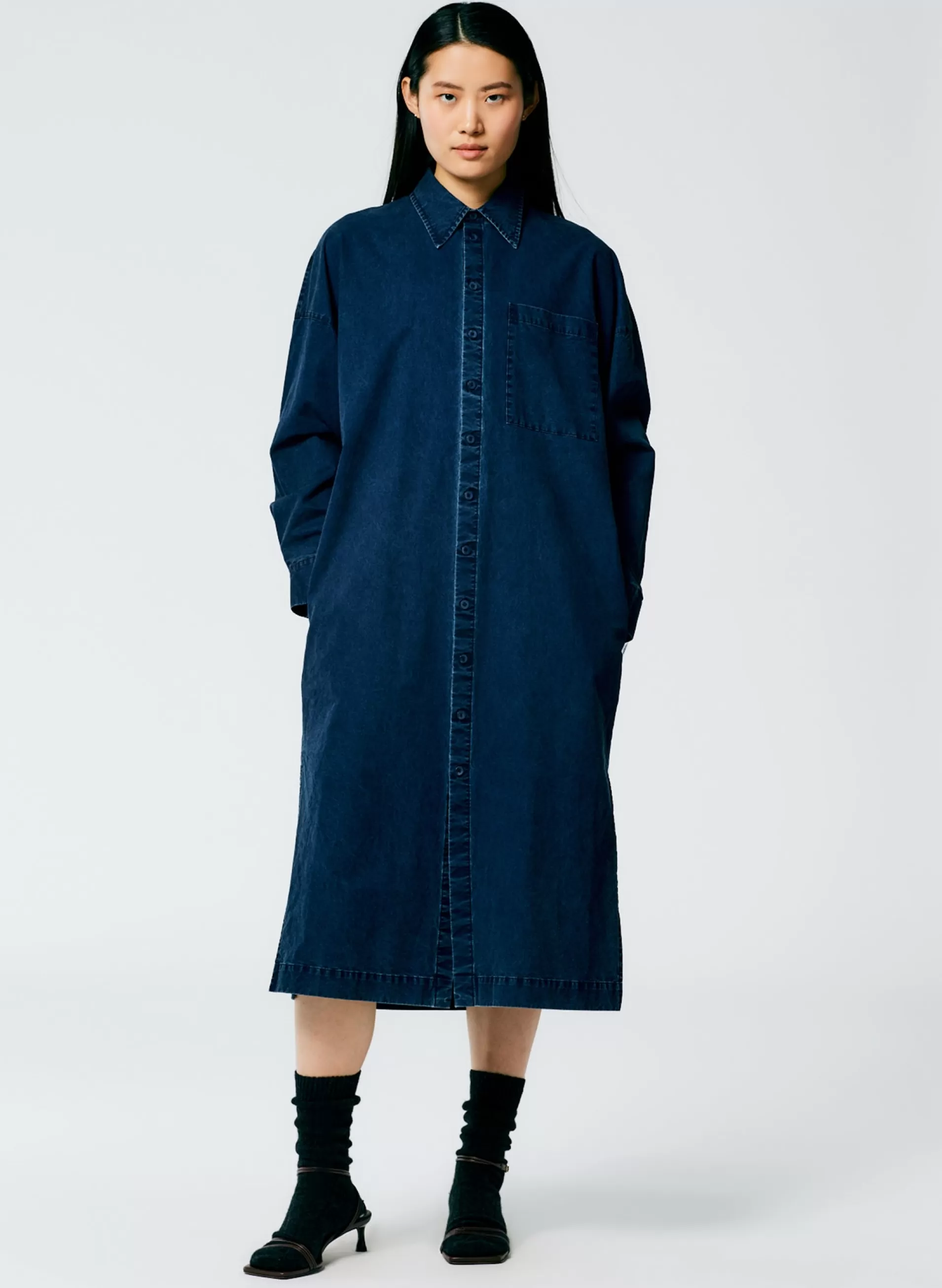 Cheap Tibi Tencel Cotton Shirtdress Blue