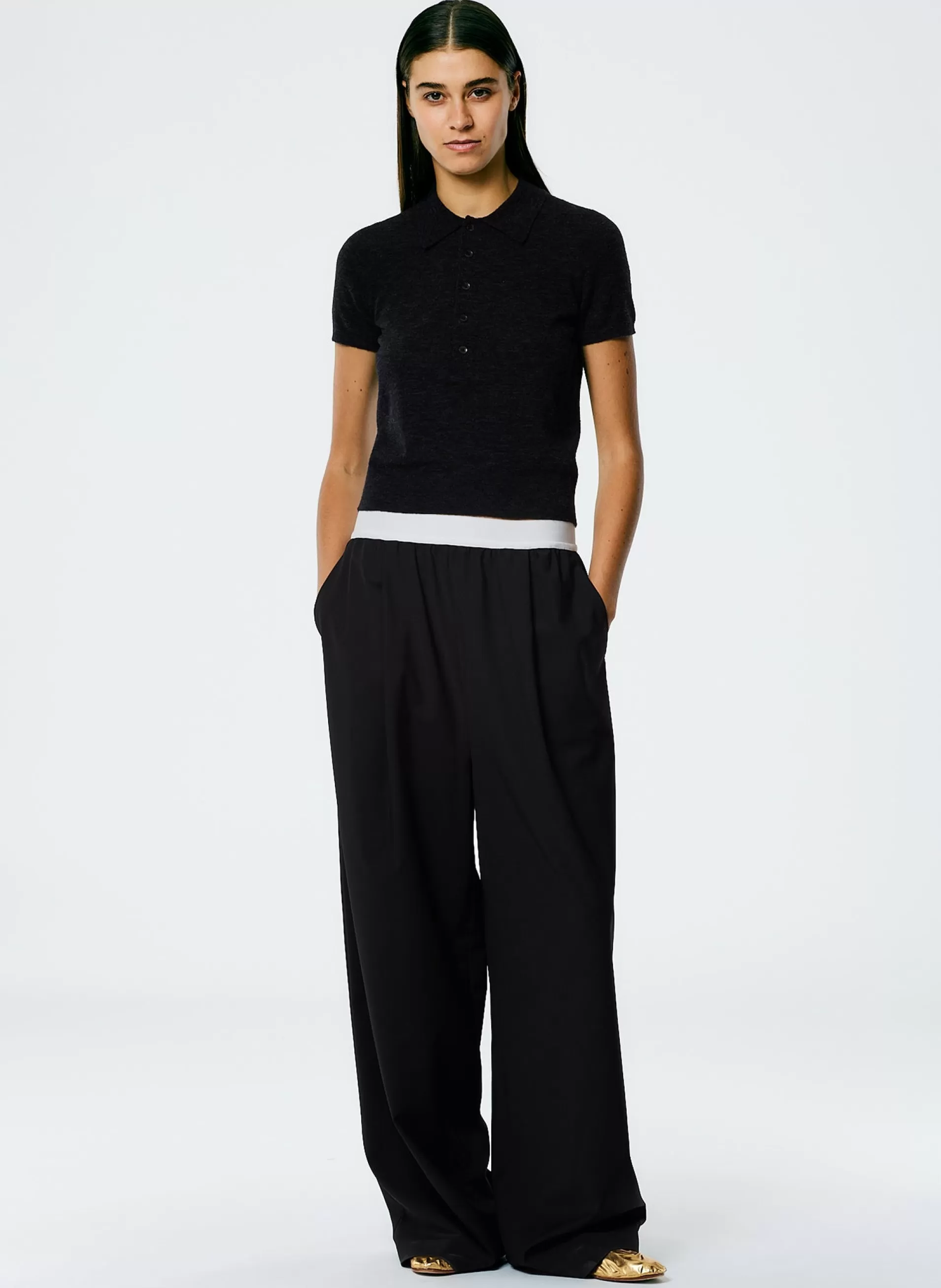 Hot Tibi Tropical Wool Marit Pull On Pant Black