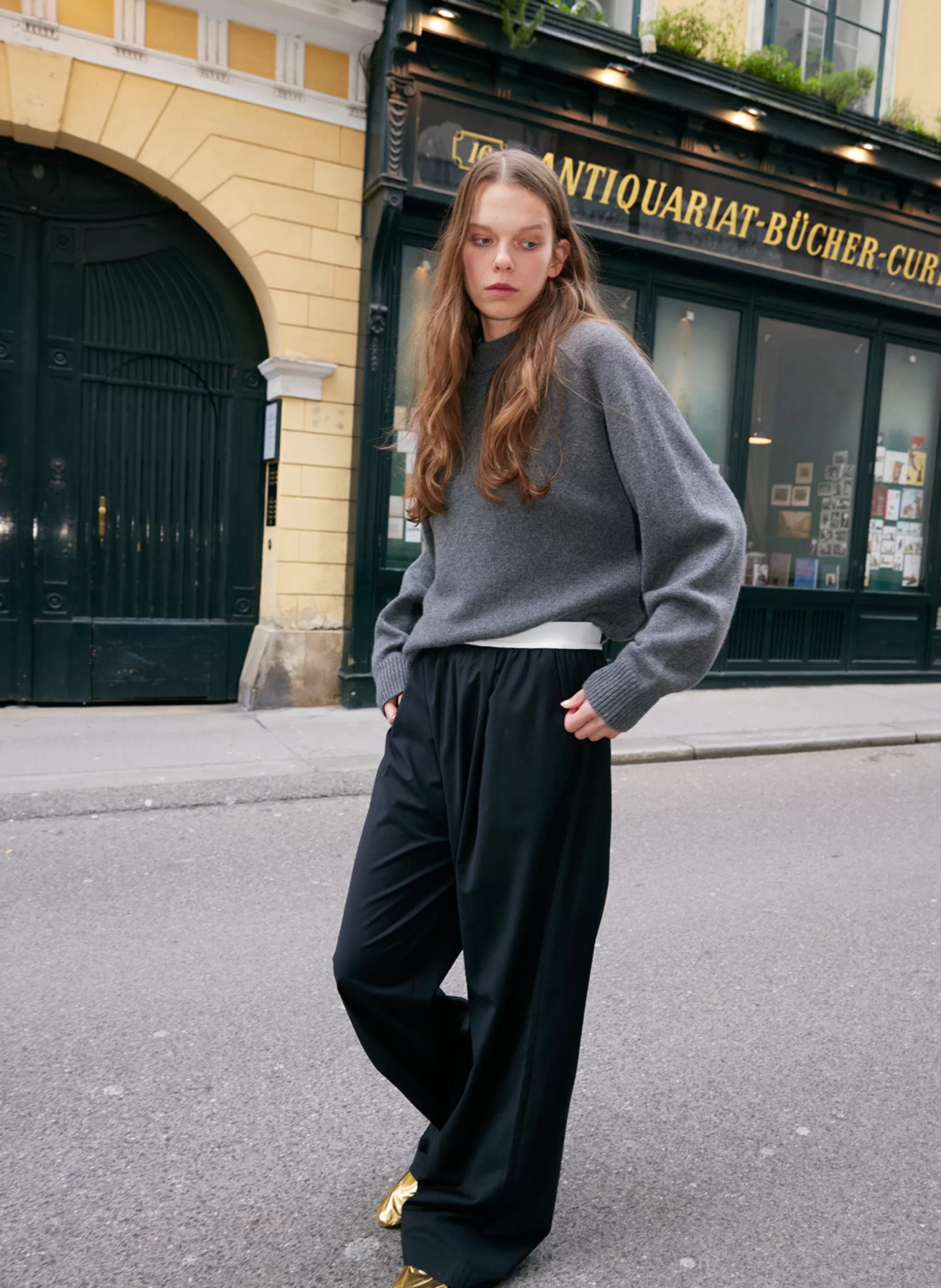 Hot Tibi Tropical Wool Marit Pull On Pant Black