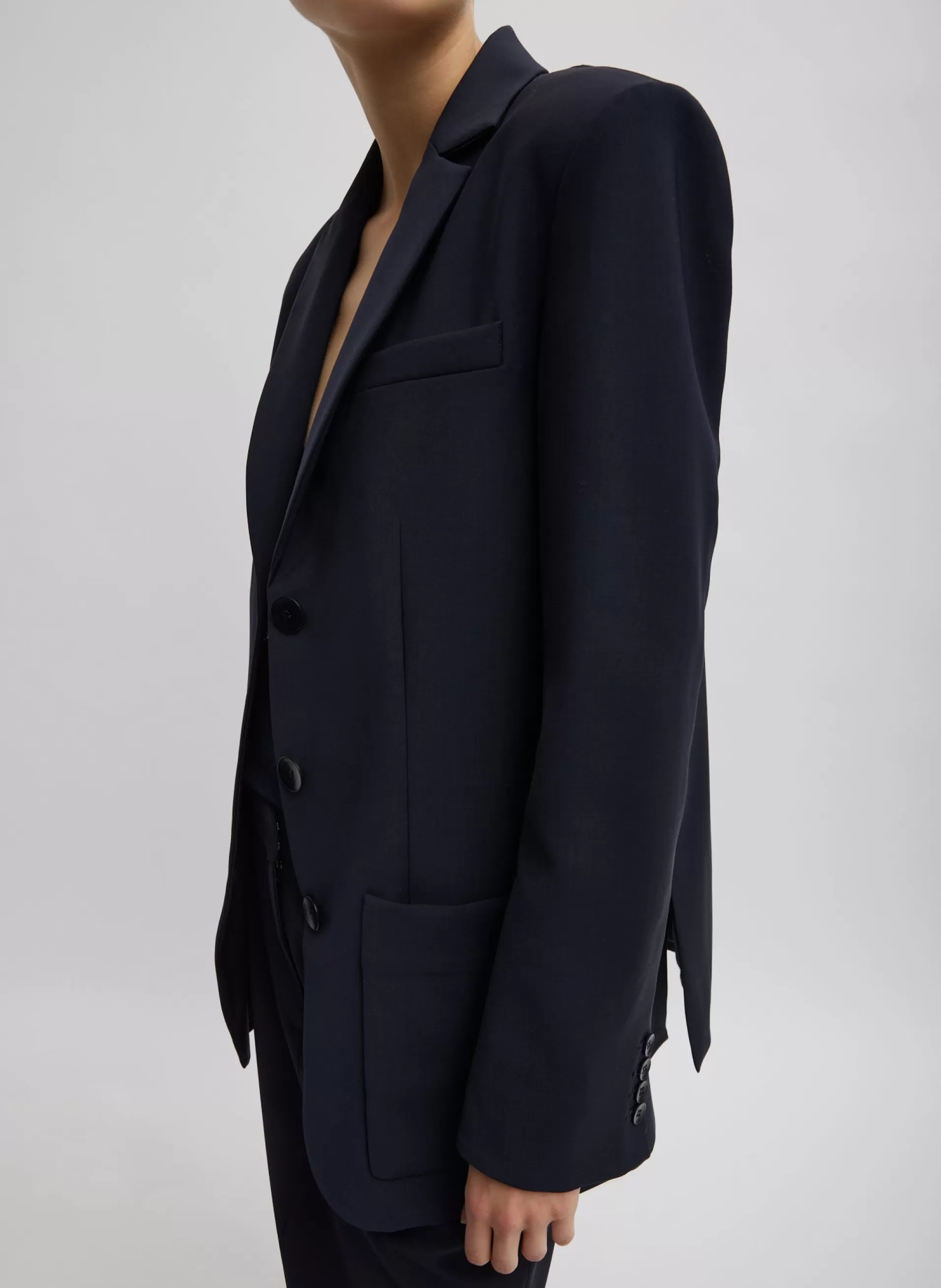 Cheap Tibi Tropical Wool Max Blazer Navy