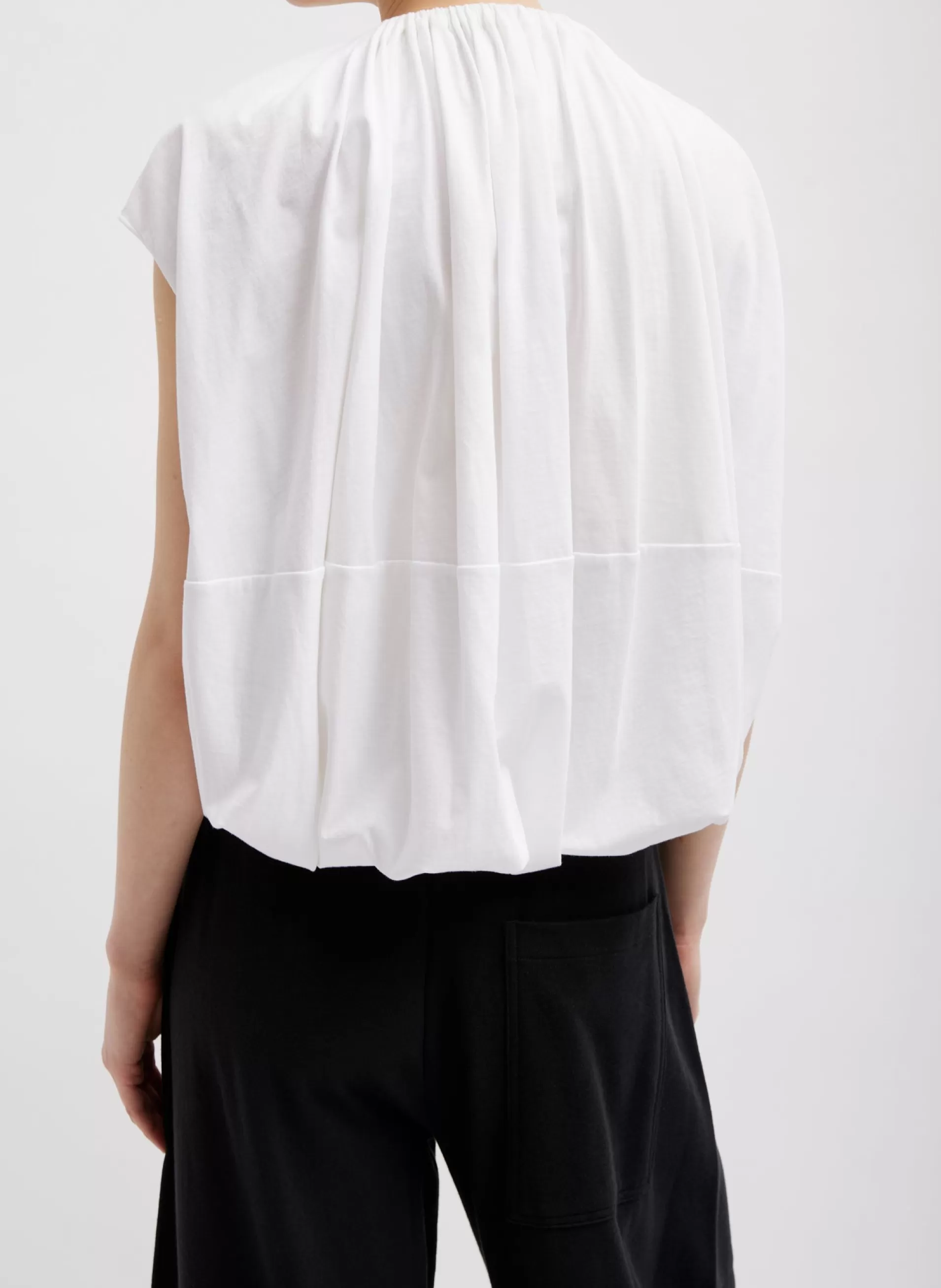 Best Sale Tibi T-Shirting Shirred Neck Circular Top White