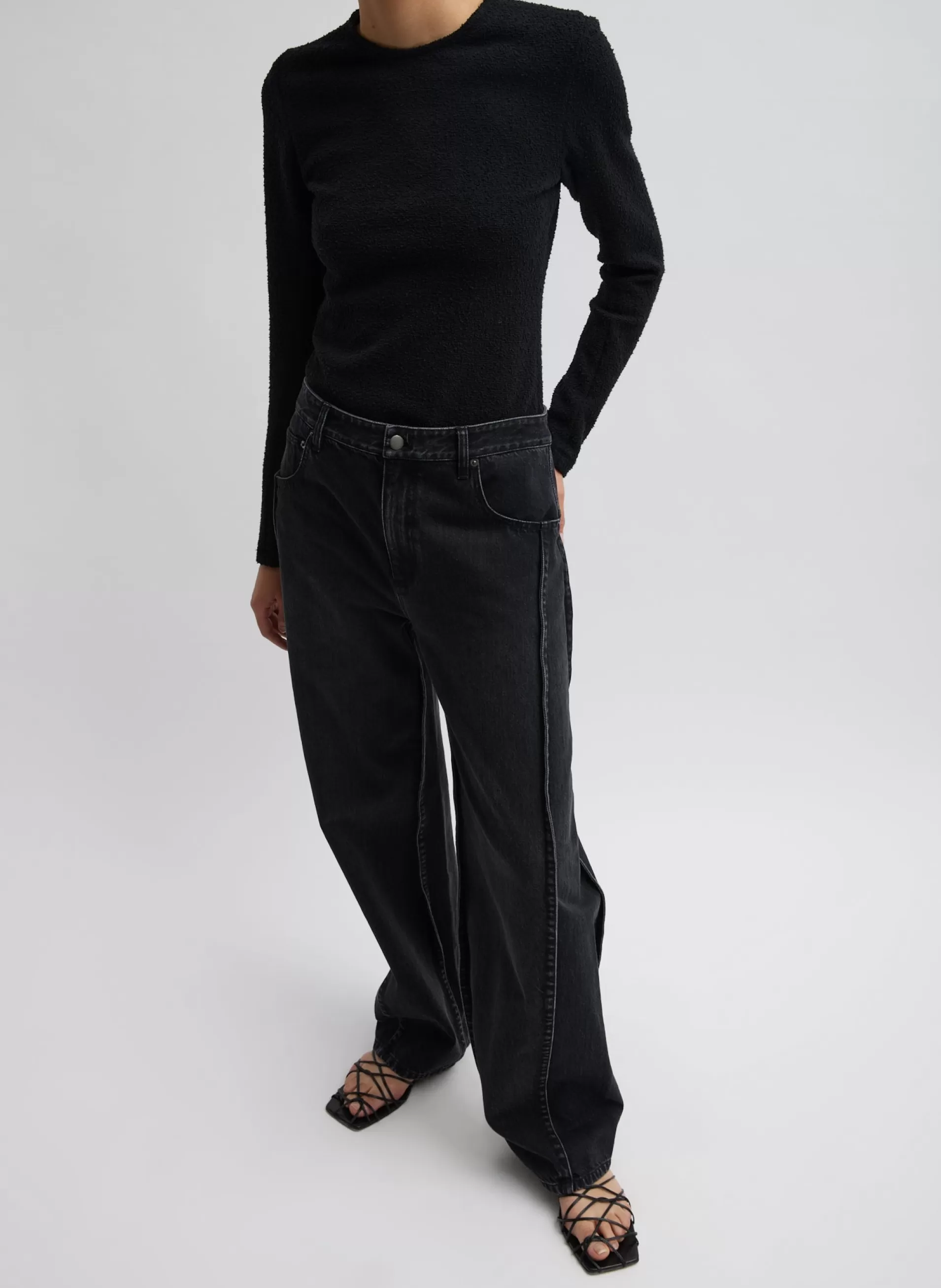 New Tibi Denim Tuck Jean Vintage Black