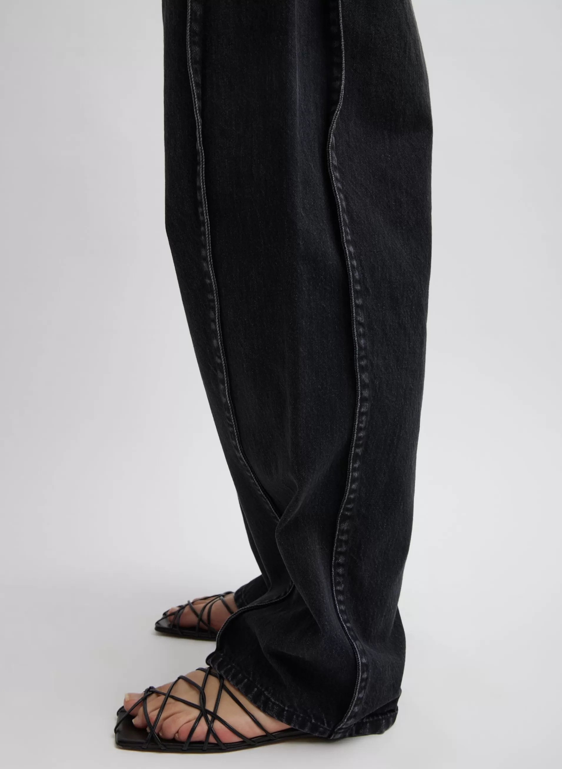 New Tibi Denim Tuck Jean Vintage Black