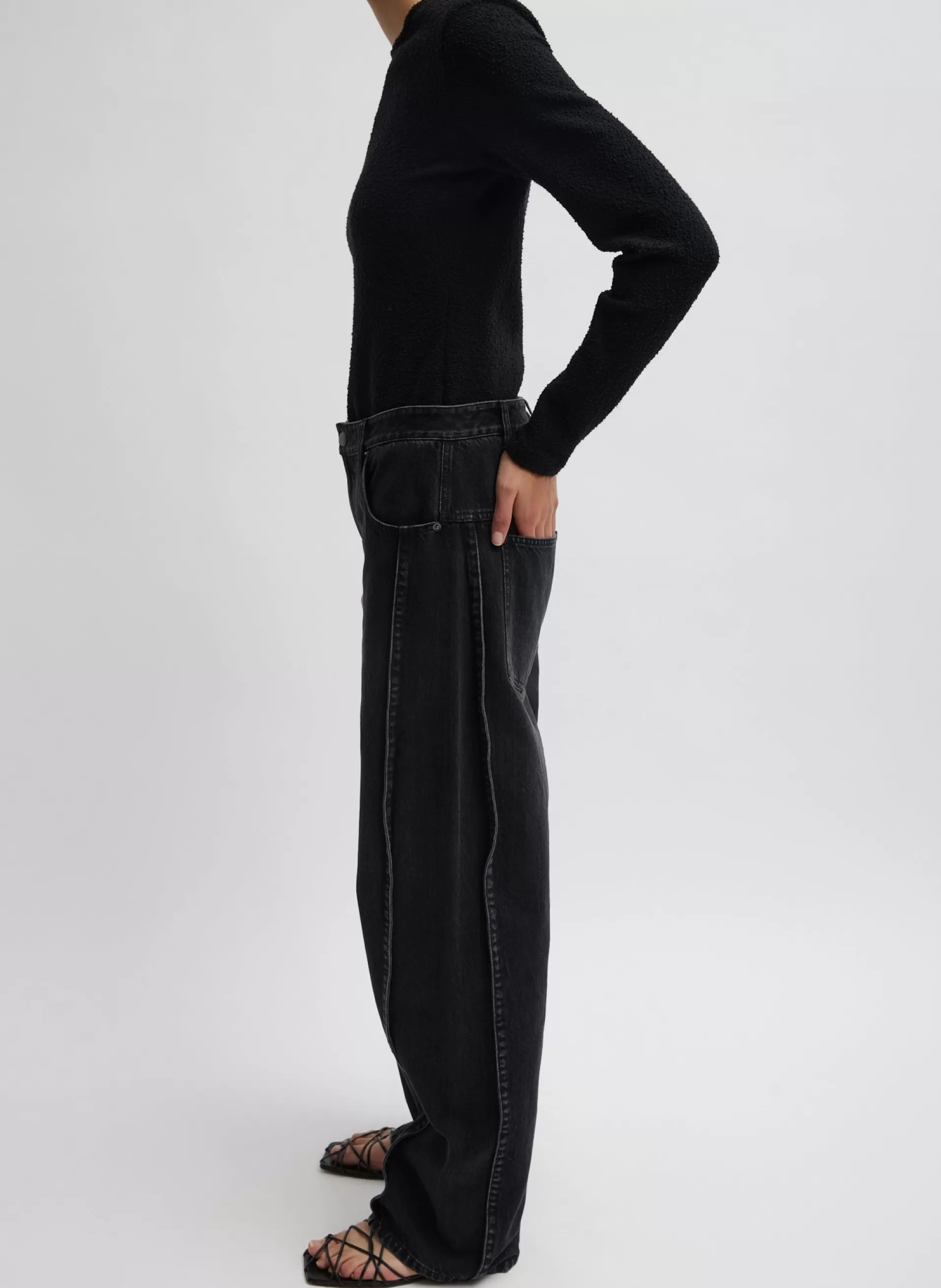 New Tibi Denim Tuck Jean Vintage Black