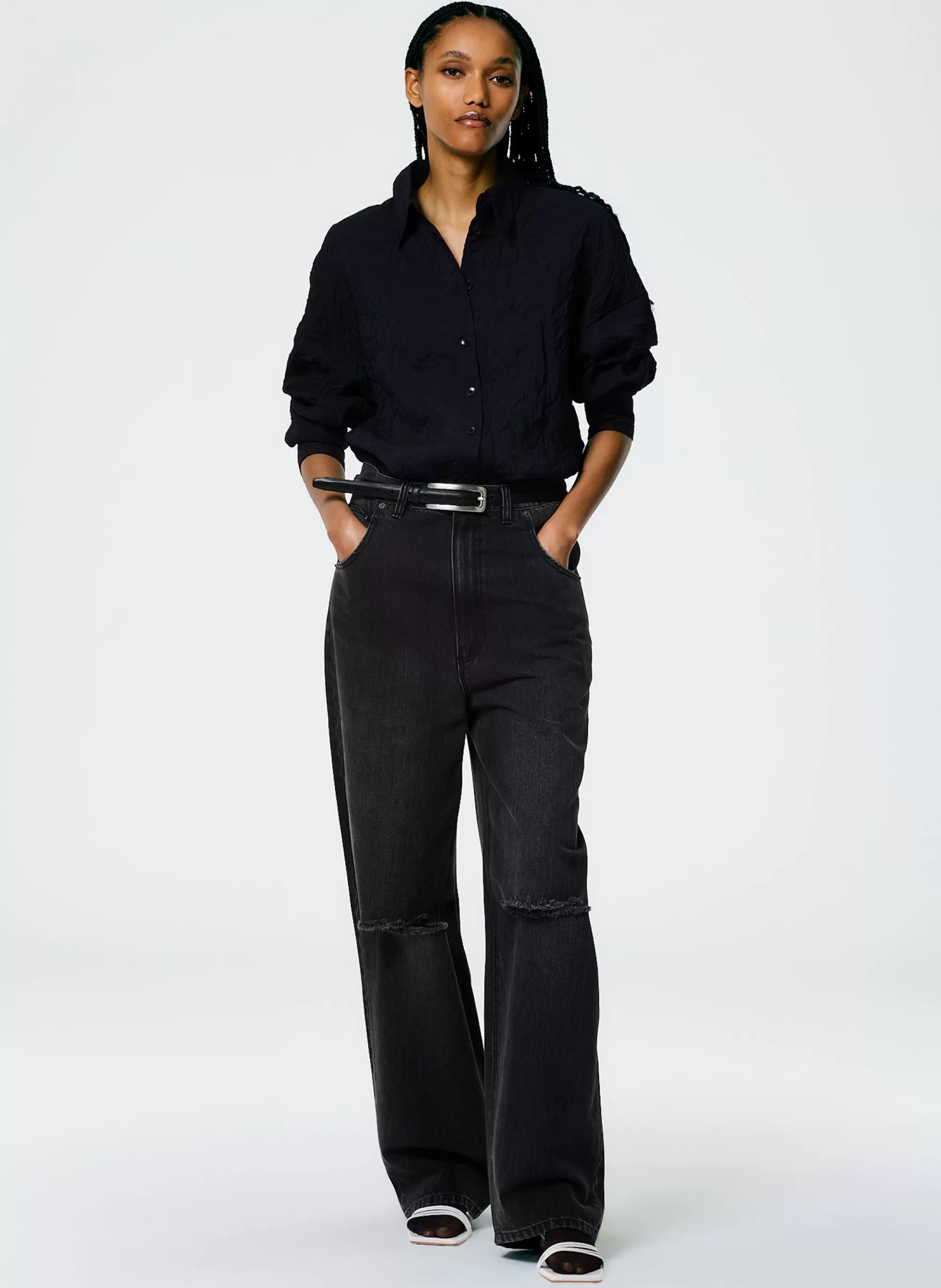 Fashion Tibi Vintage Wash Black Denim Ryder Jean Vintage Black