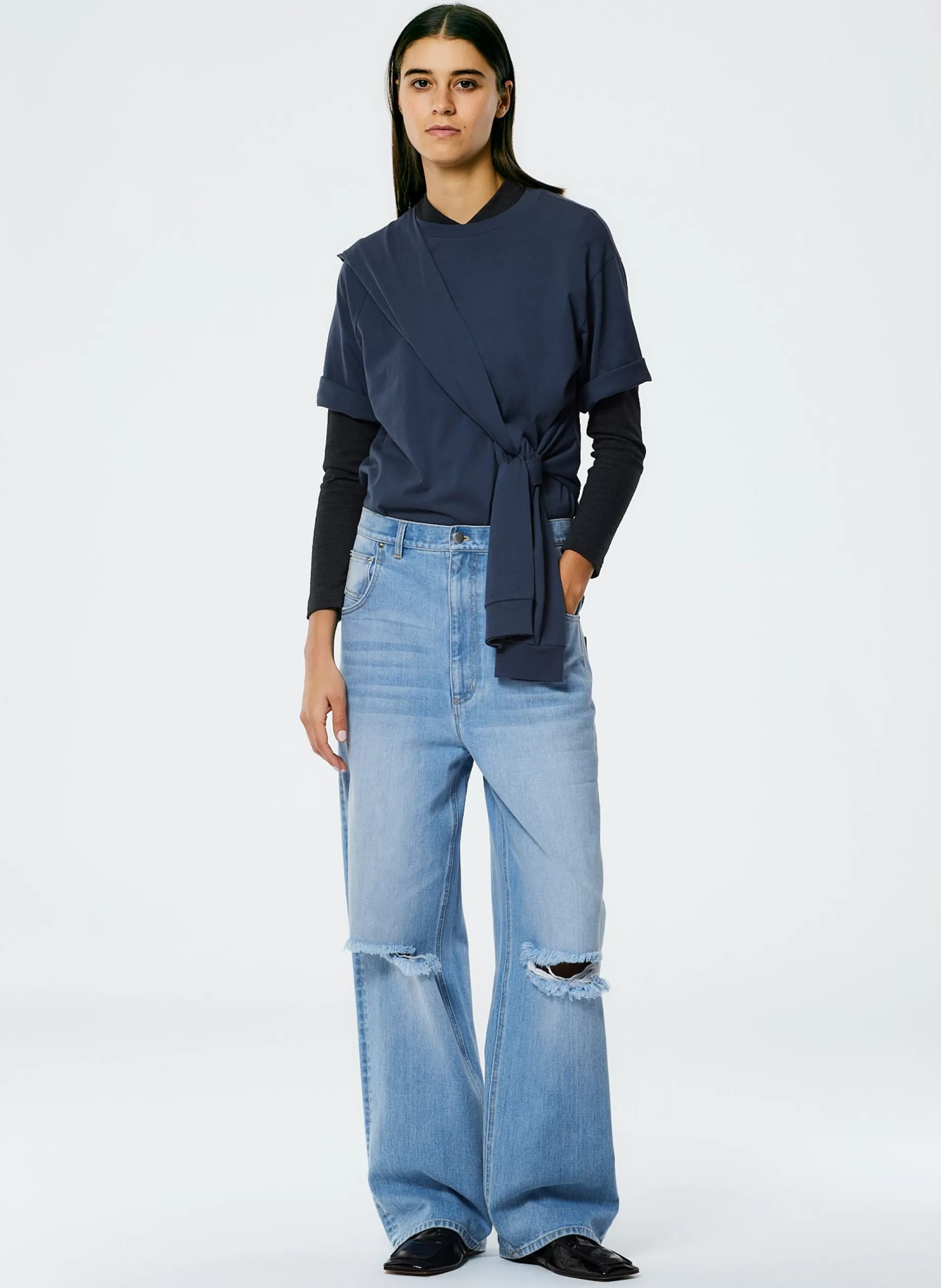 Cheap Tibi Vintage Wash Denim Ryder Jean Vintage Blue