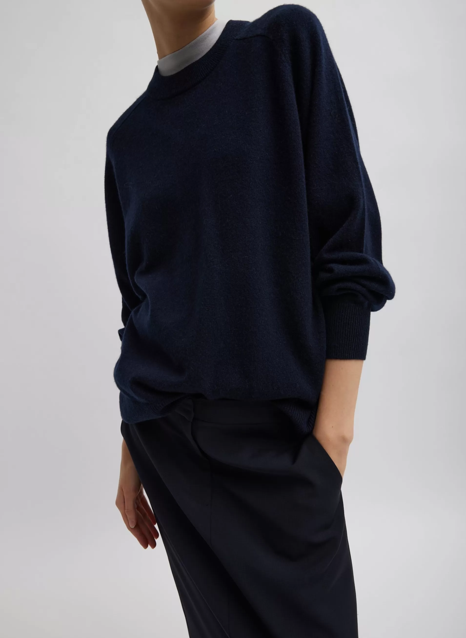 Cheap Tibi Washable Cashmere Crewneck Sweater Navy