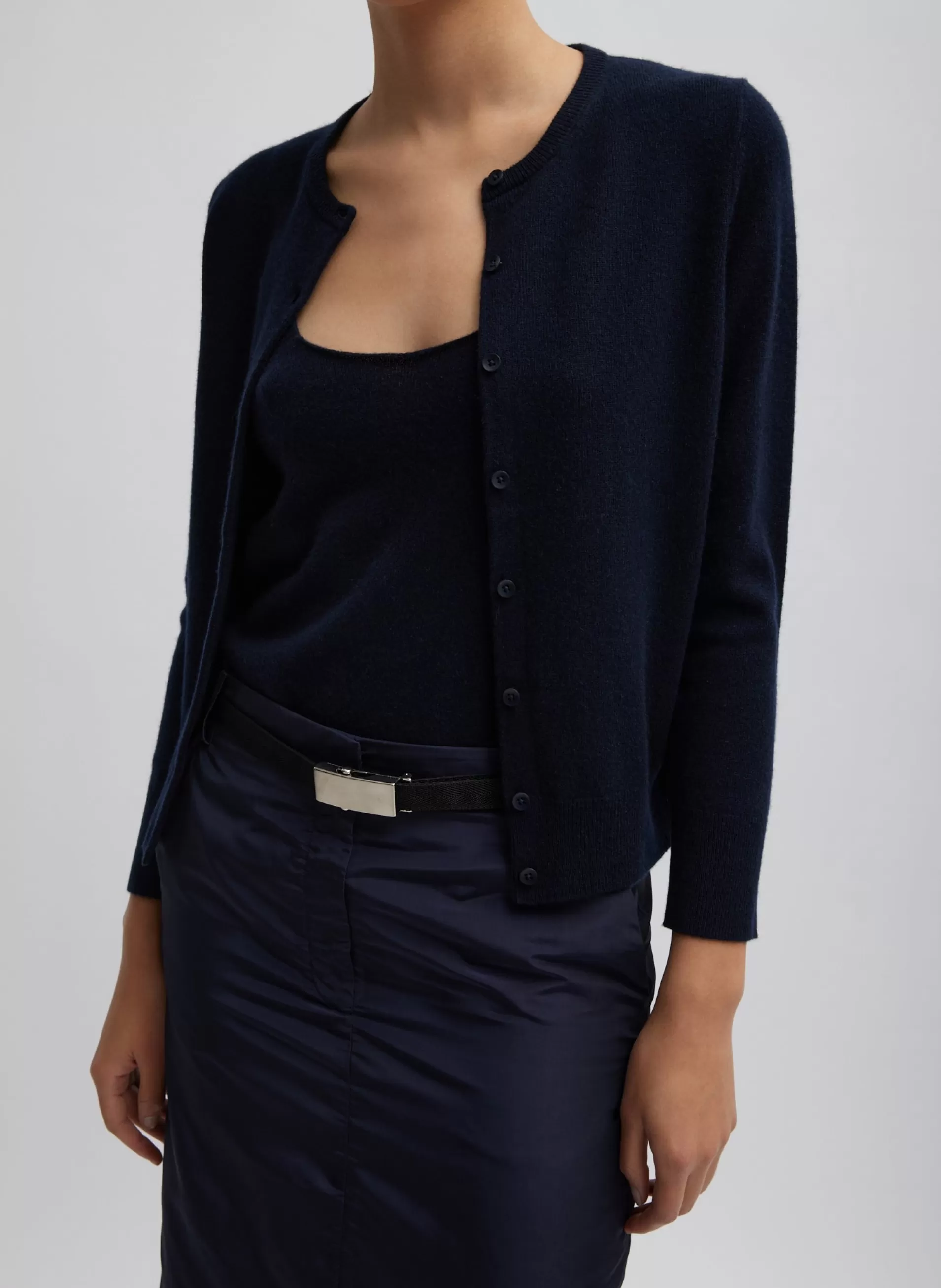 Shop Tibi Washable Cashmere Shrunken Cardigan Navy